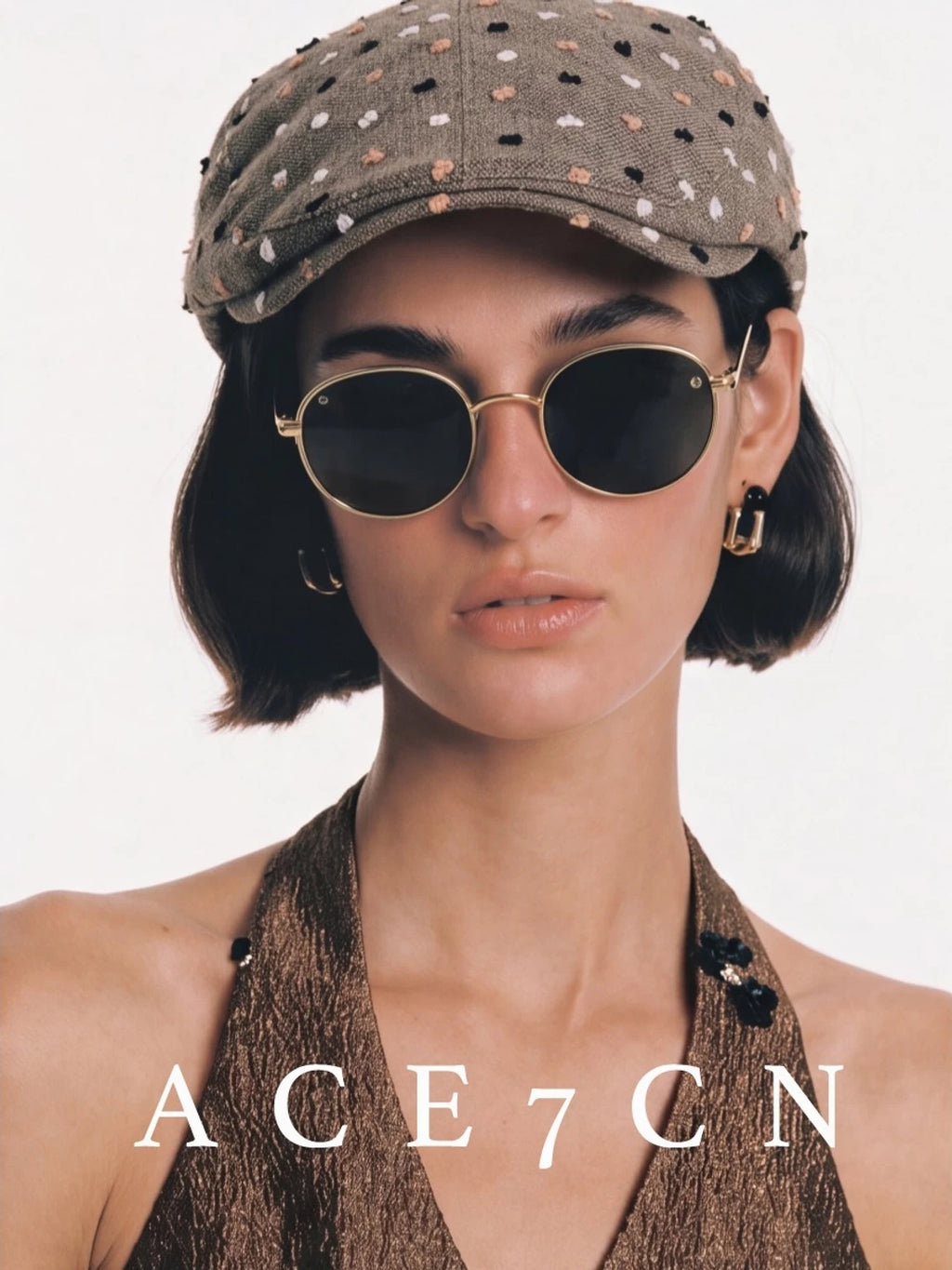 Flocked Multicolor-Yarn Flat Cap — ACE7CN