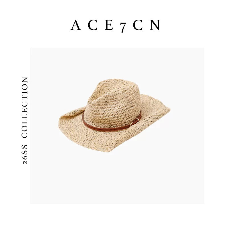 Openwork Straw Western Fedora — ACE7CN