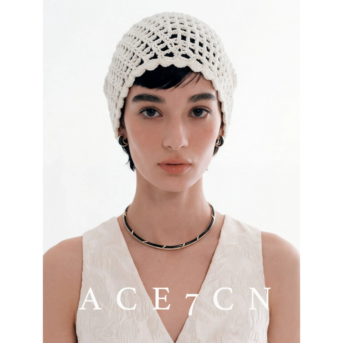 Openwork Hand-Crochet Beanie — ACE7CN