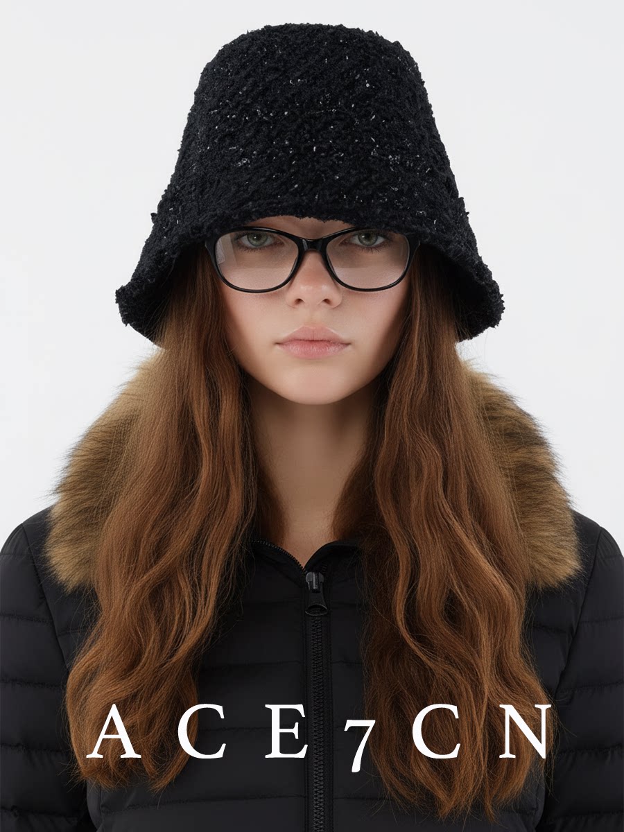 Light-Luxury Tweed Subtle-Glitter Bucket Hat Paris-Night Refined