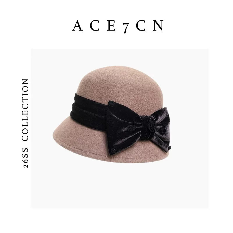 Japanese Niche 100 Wool Lampshade Bucket Hat Camellia