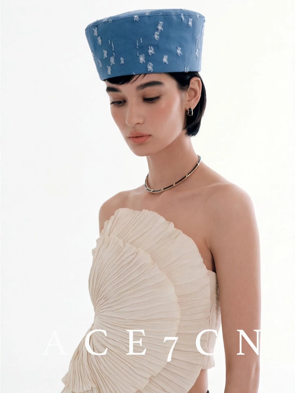 Denim Pillbox Hat — ACE7CN