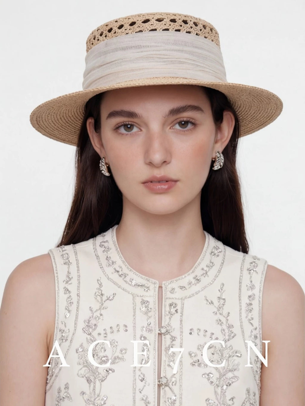 Openwork Silk-Raffia Flat-Brim Fedora — ACE7CN