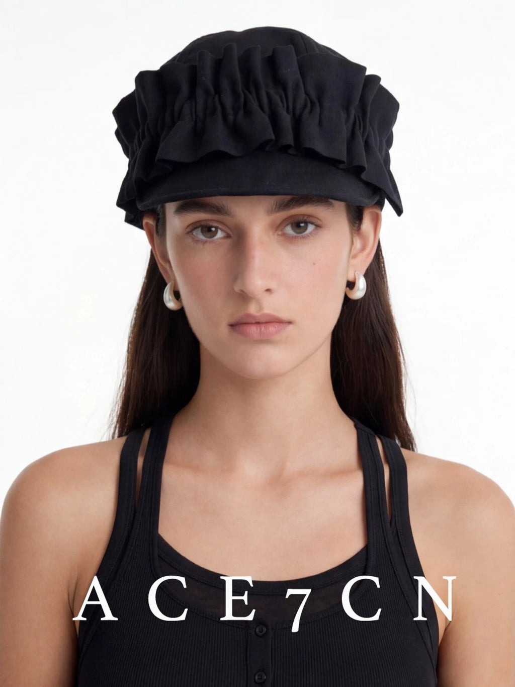 Hand-Pinched Floral Short-Brim Hat — ACE7CN