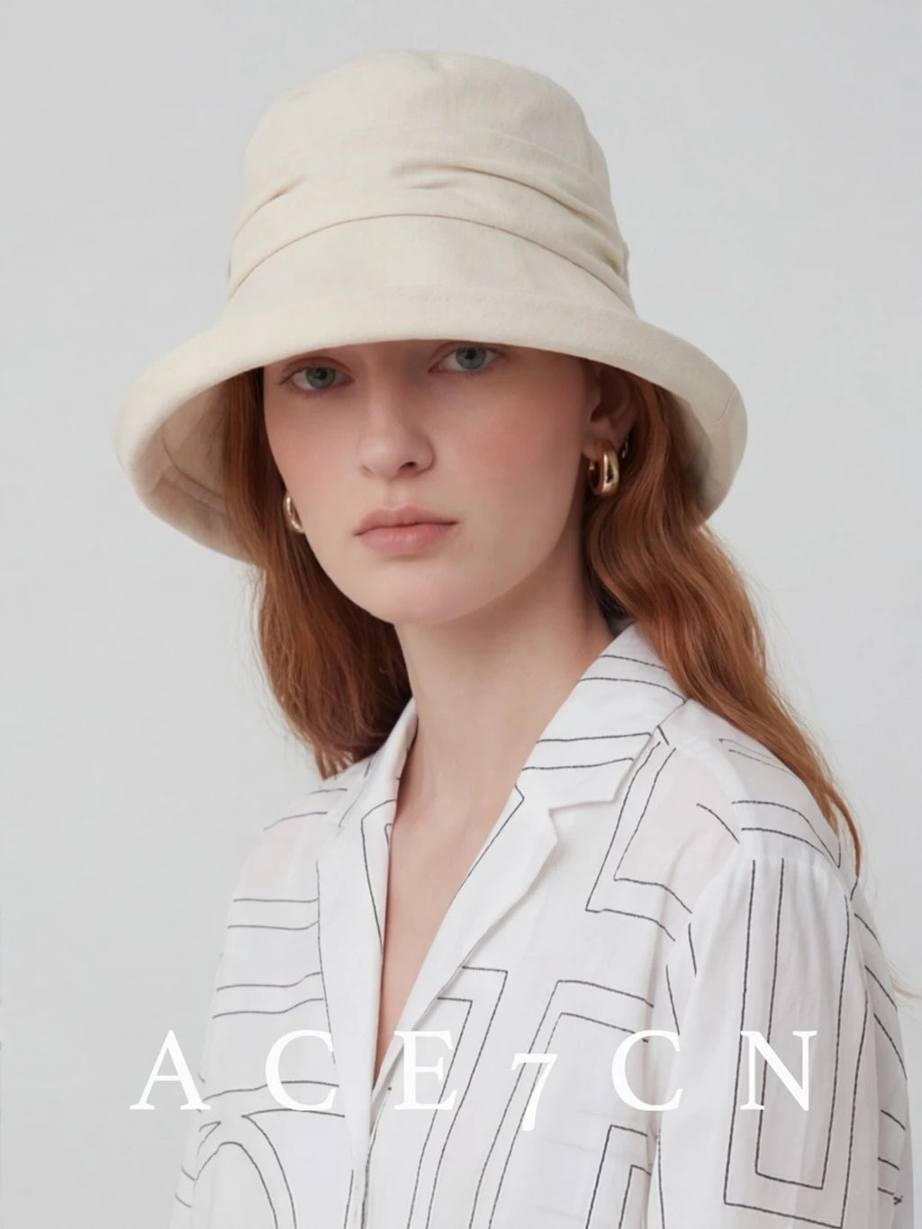 Hand-Pleated Cotton-Linen Bucket Hat — ACE7CN