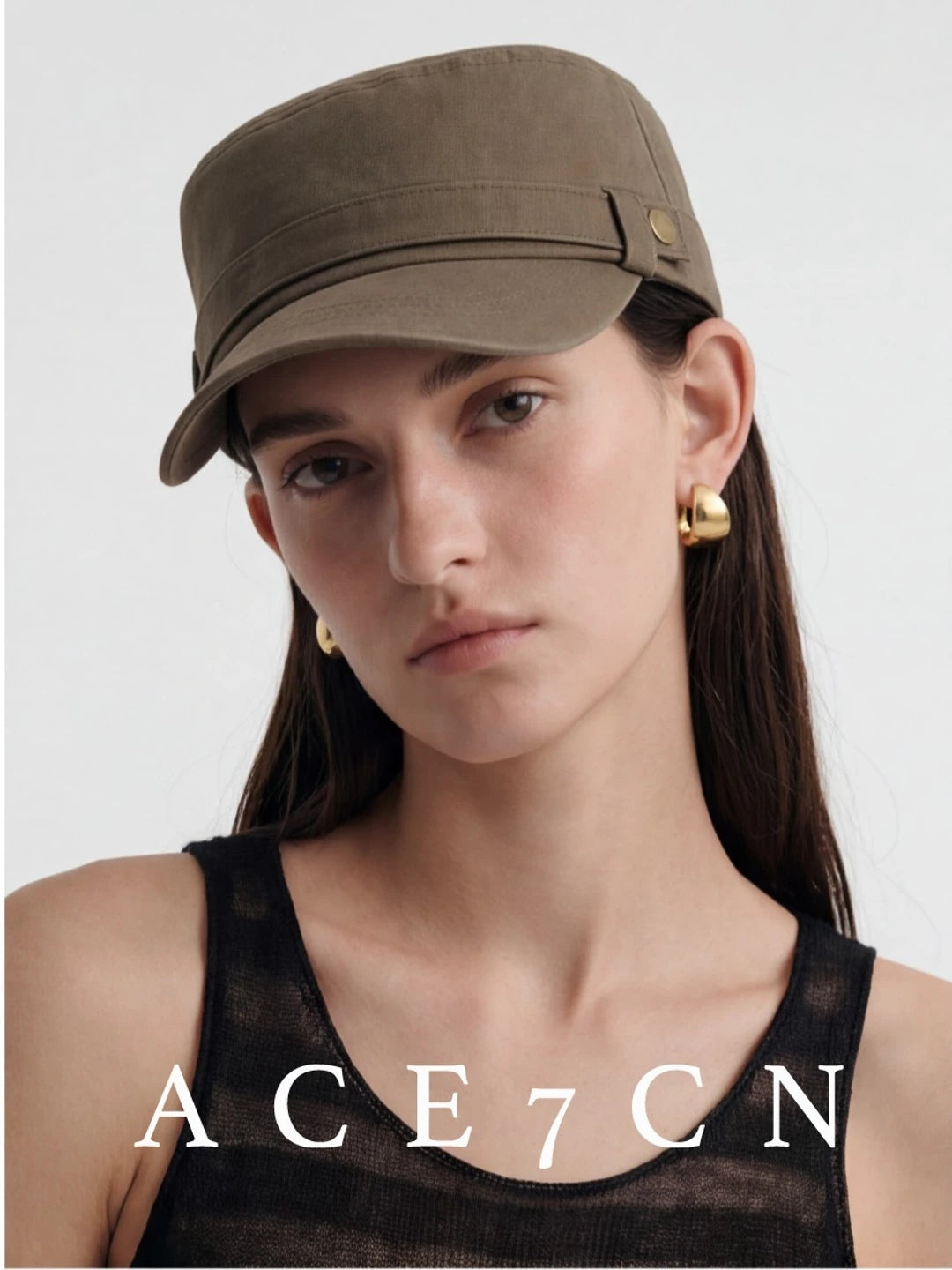 Gold-Buckle Cotton Newsboy Cap — ACE7CN