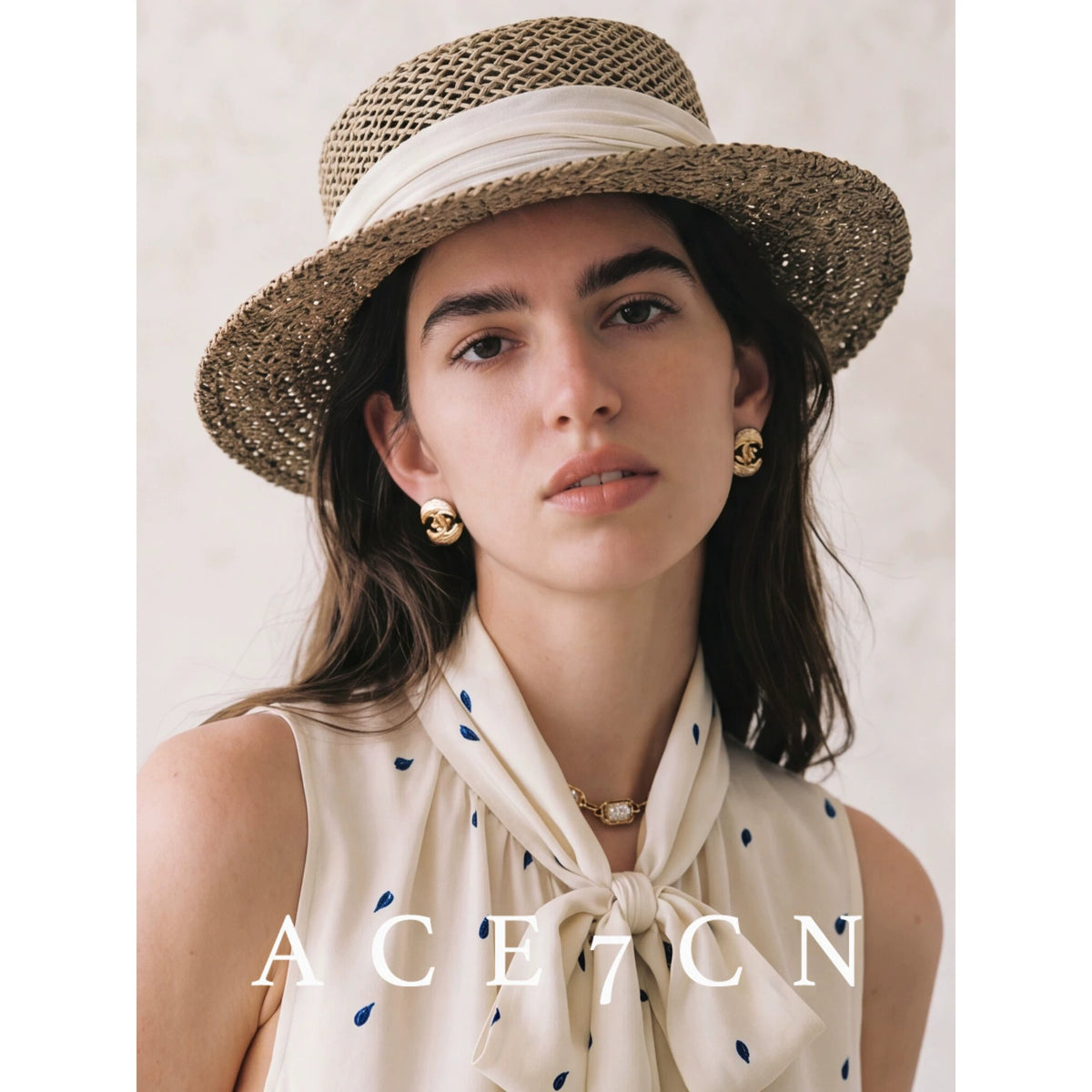 Ribbon-Trim Seagrass Flat-Top Boater — ACE7CN