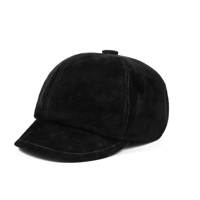 Luxury Lambskin Vintage Suede Leather Baseball Cap