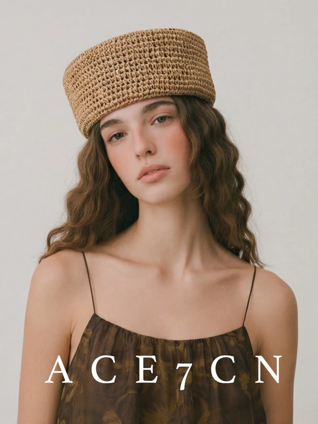 Openwork Straw Pillbox Hat — ACE7CN