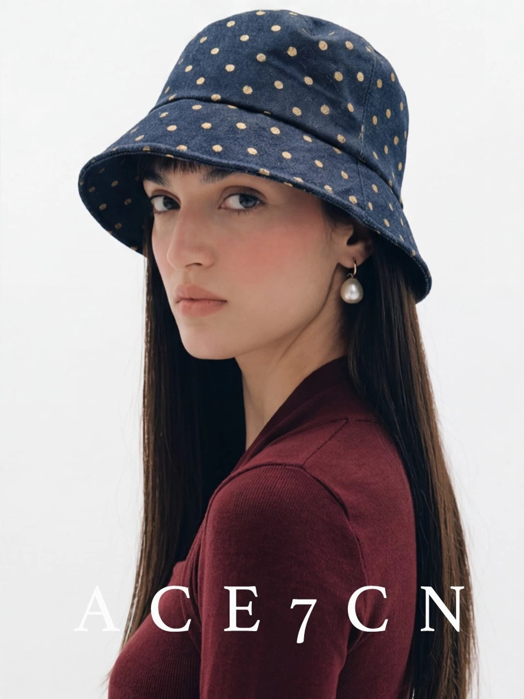 Polka-Dot Short-Brim Bucket Hat — ACE7CN