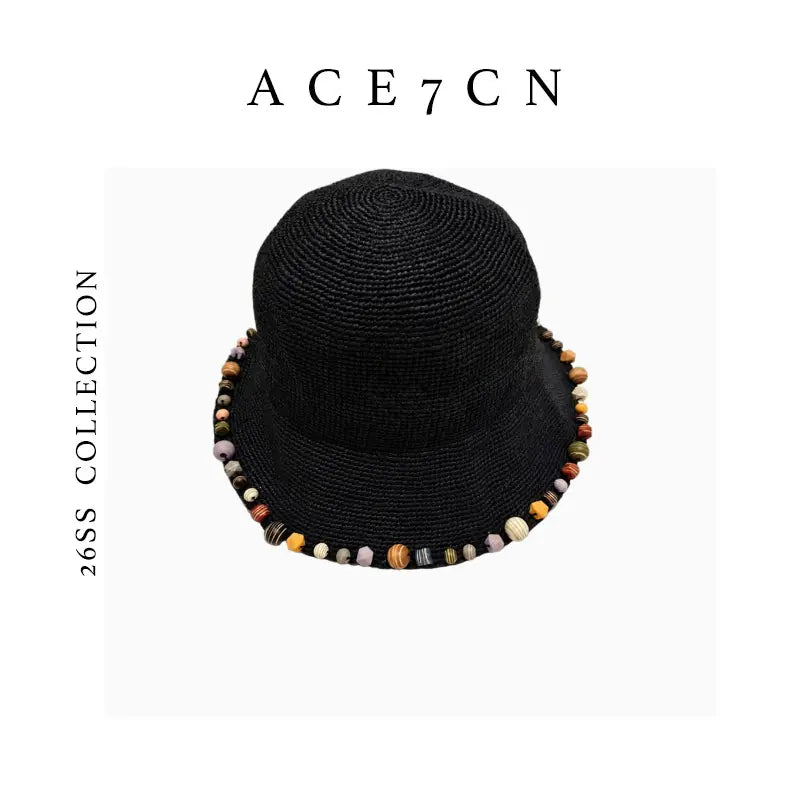 Black Stone-Trim Bucket Hat — ACE7CN