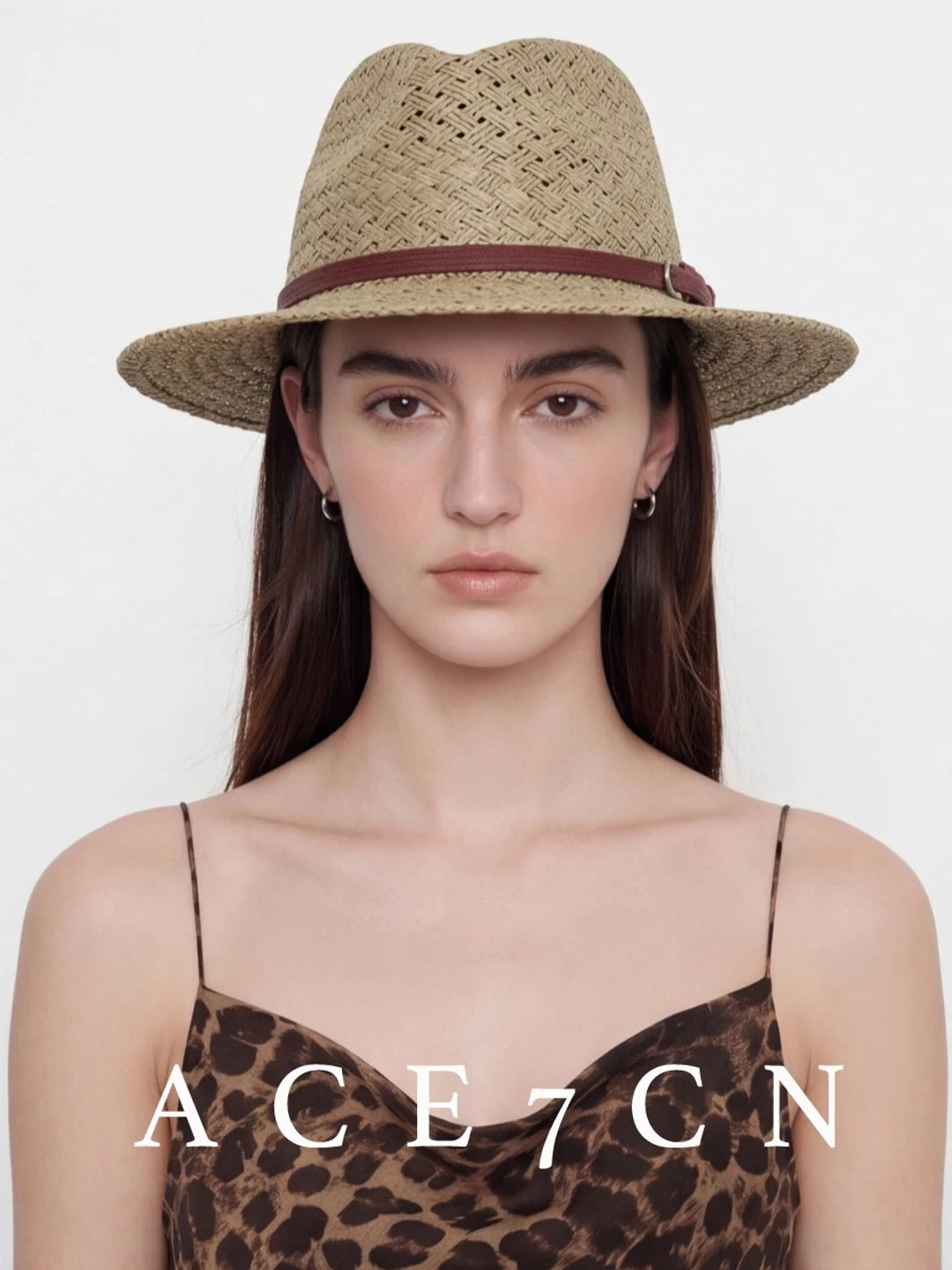 Multicolor Woven Straw Fedora — ACE7CN