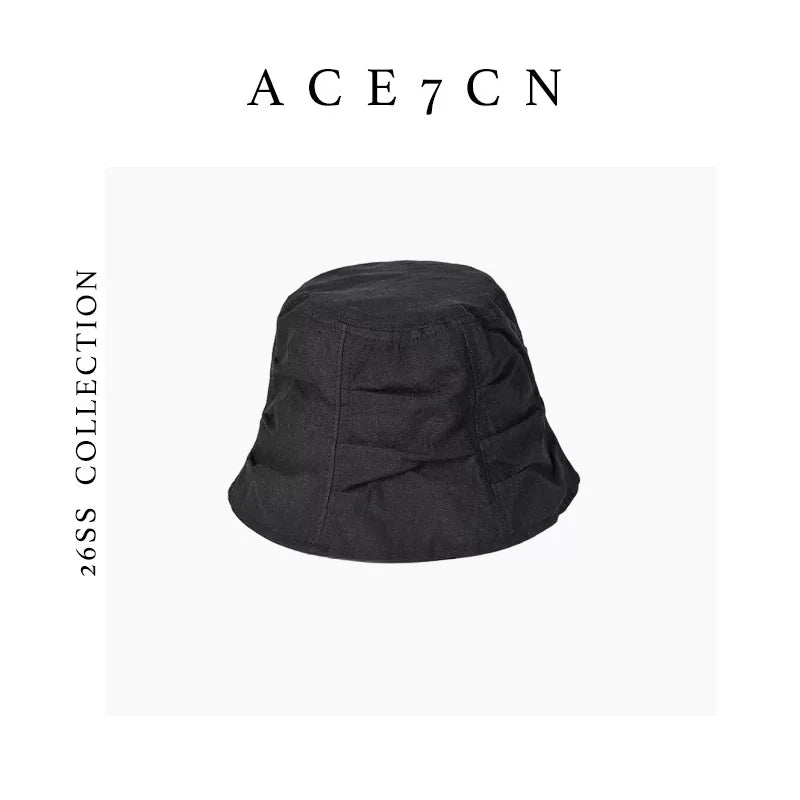 Hand-Pleated Cotton Bucket Hat — ACE7CN
