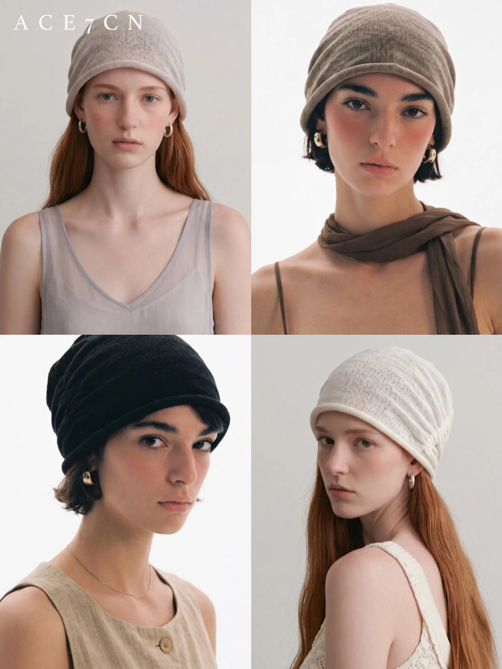 Pleated Linen Knit Beanie — ACE7CN