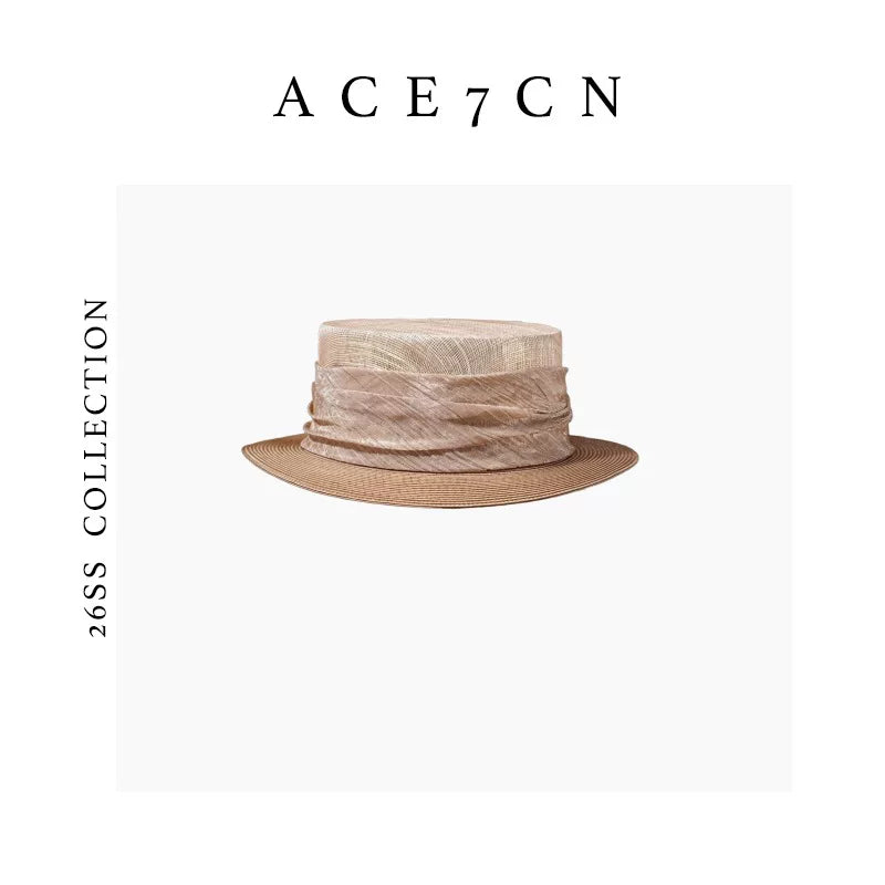 Wide-Brim Flat-Top Straw Boater — ACE7CN