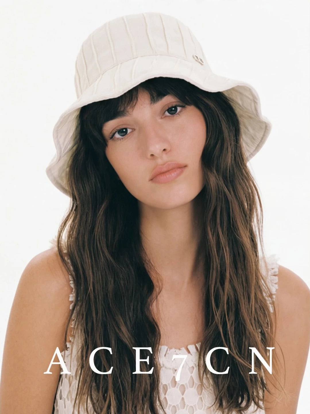 Hand-Pleated Wave-Brim Bucket Hat — ACE7CN