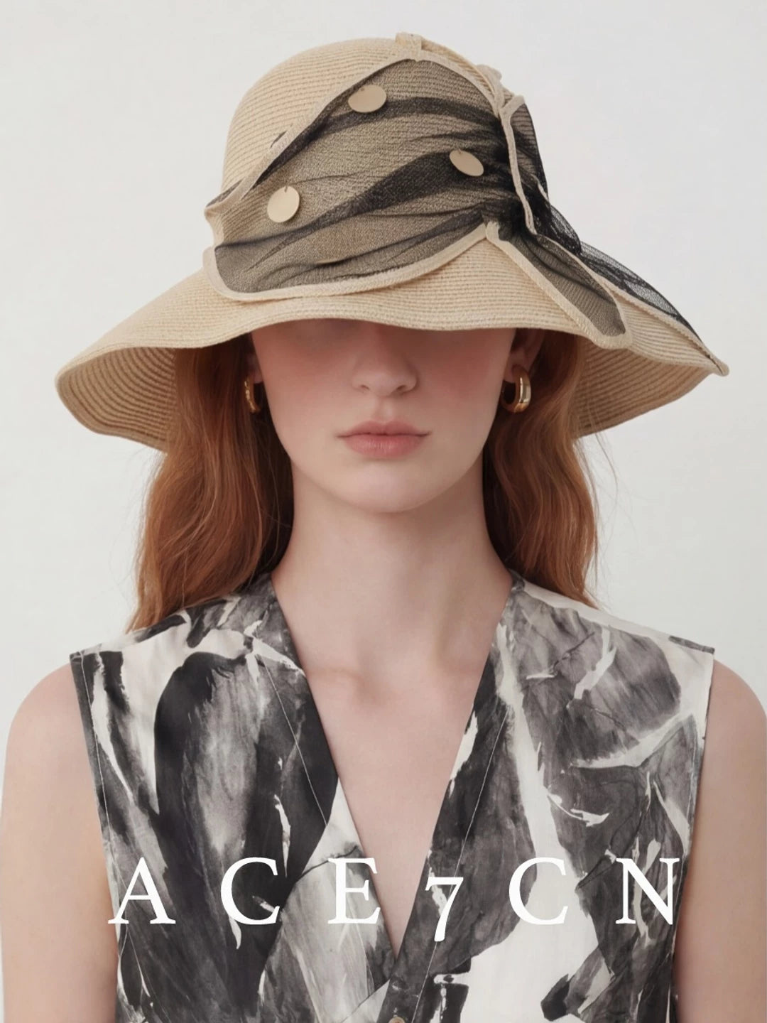 Sequin-Wing Straw Bucket Hat — ACE7CN