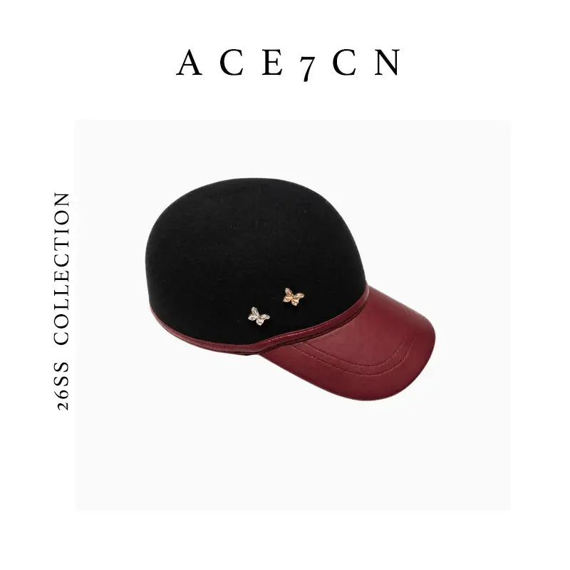 Leather-Peak Wool Felt Equestrian Cap — ACE7CN