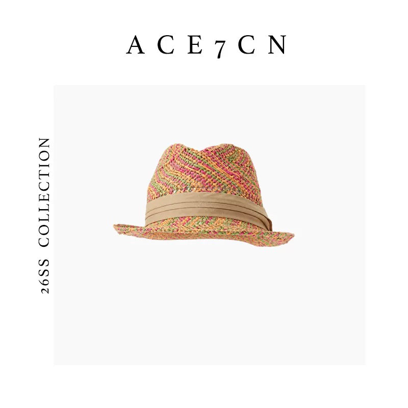 Multicolor Straw Western Fedora — ACE7CN
