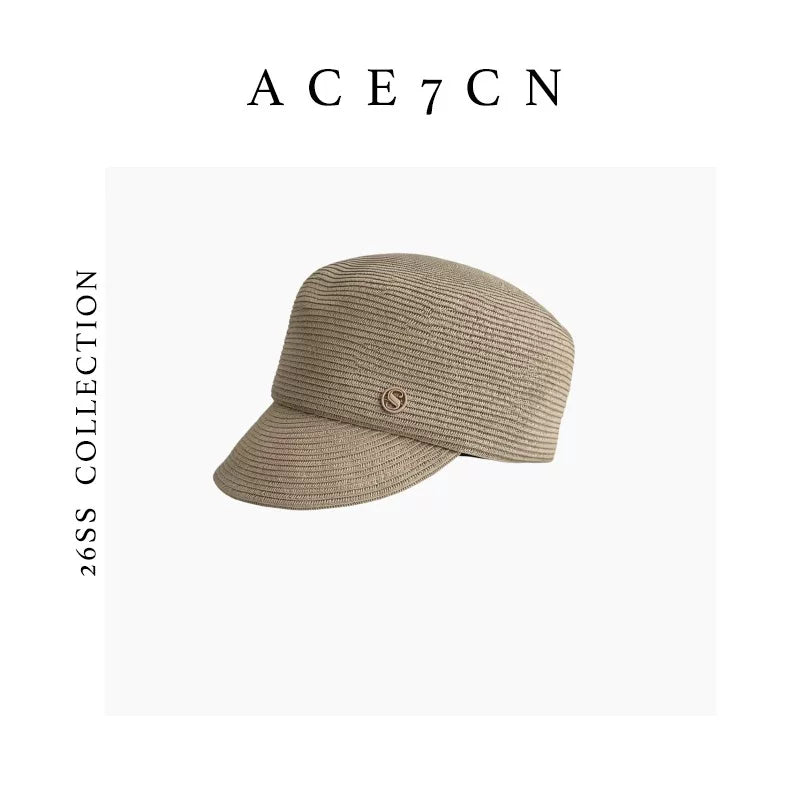 Intricate-Weave Straw Equestrian Cap — ACE7CN