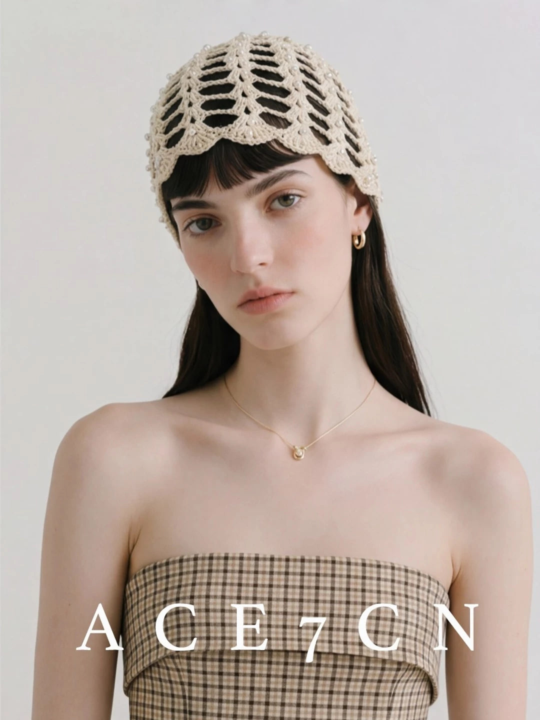 Shimmer Openwork Woven Head Scarf Hat — ACE7CN
