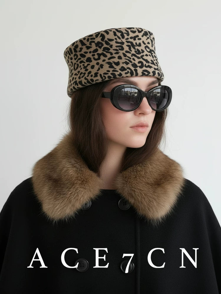 Leopard Wool Pillbox Hat — ACE7CN