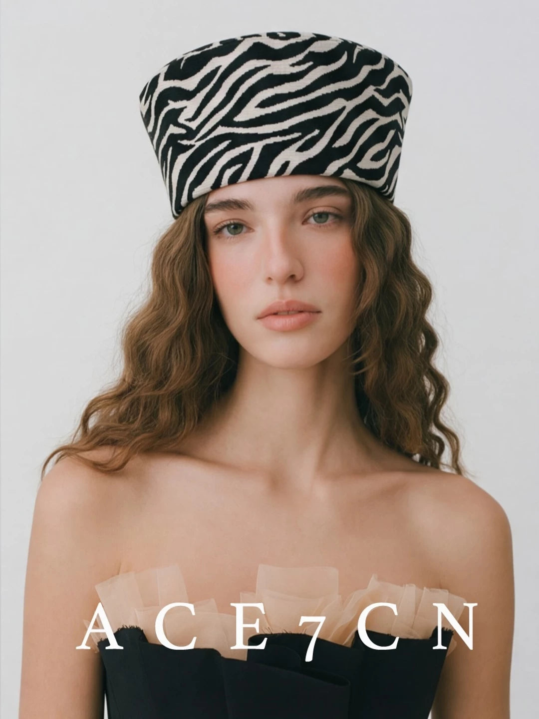 Oversized Zebra Pillbox Hat — ACE7CN