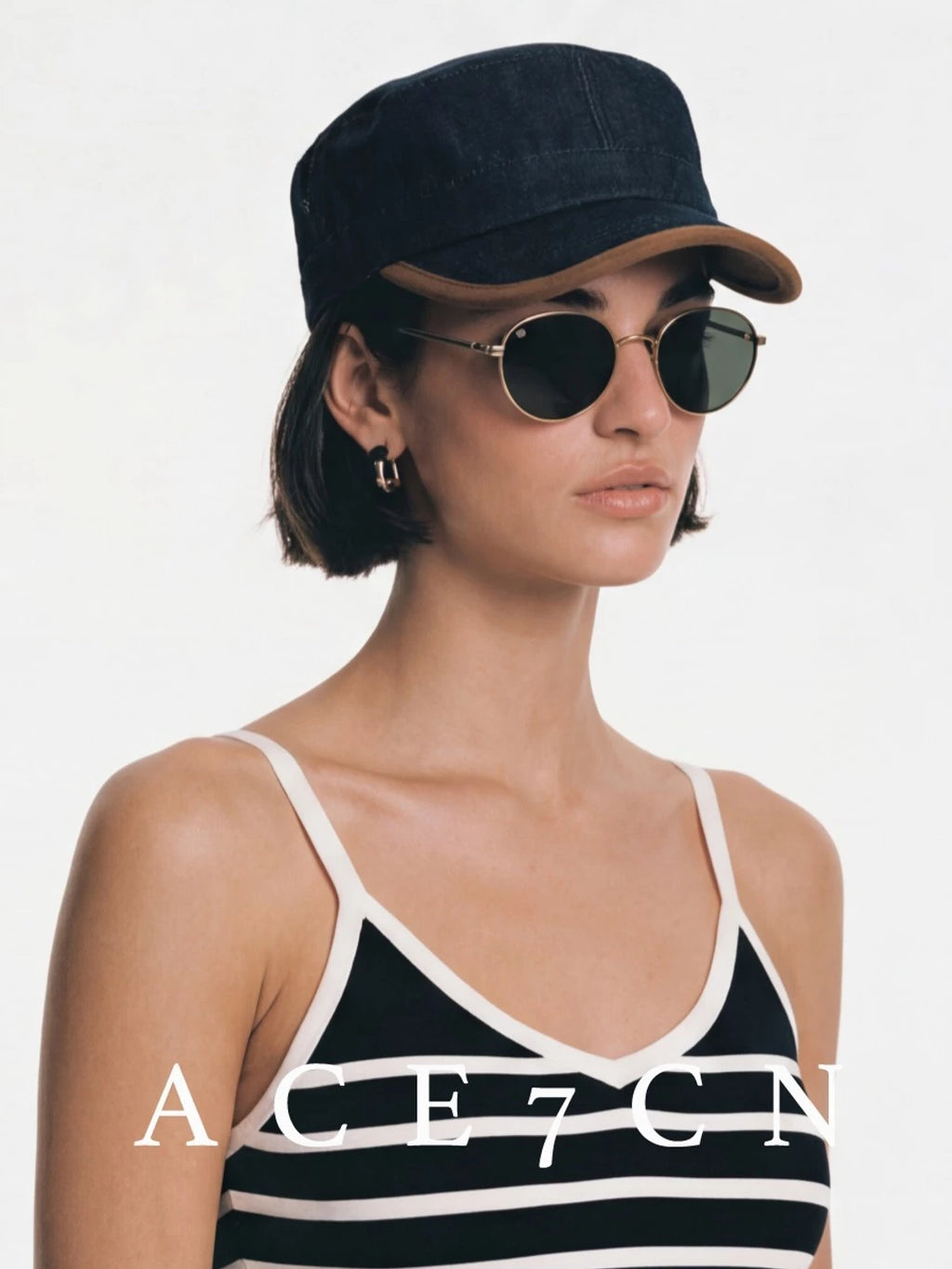 Blue Distressed Denim Riding Cap — ACE7CN