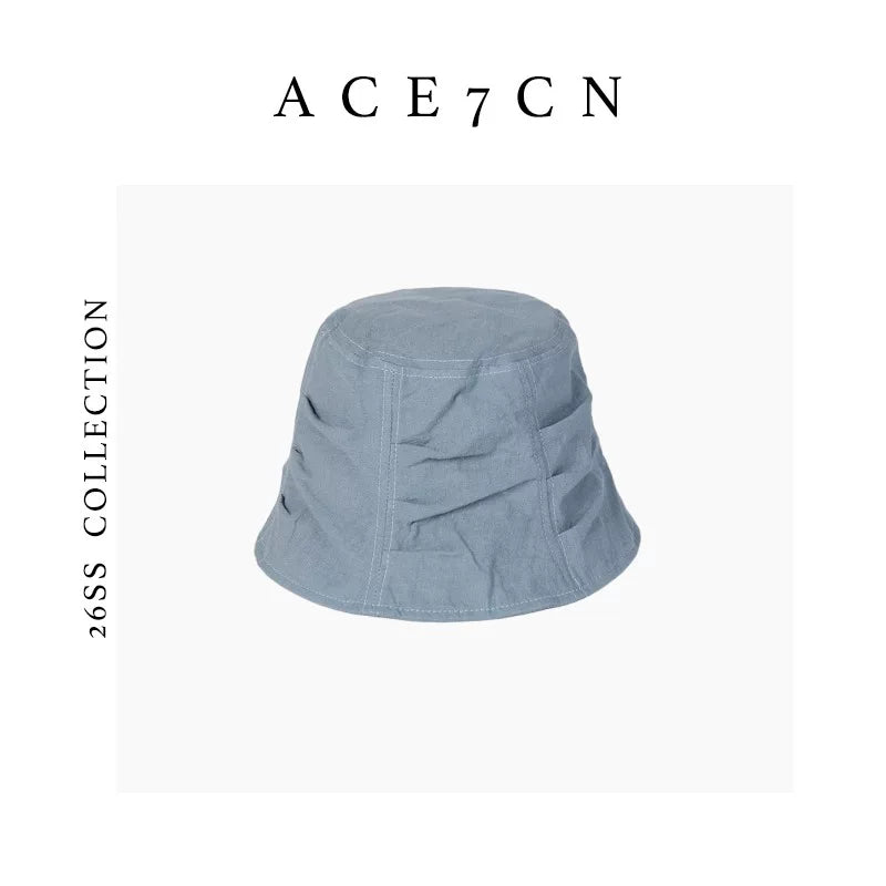 Hand-Pleated Cotton Bucket Hat — ACE7CN