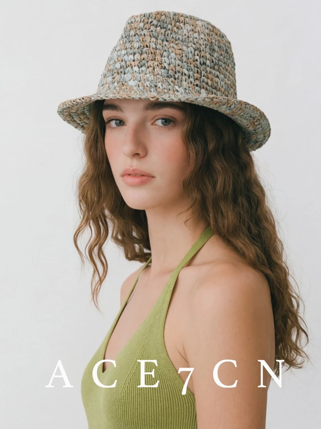 Multicolor Crochet Straw Fedora — ACE7CN