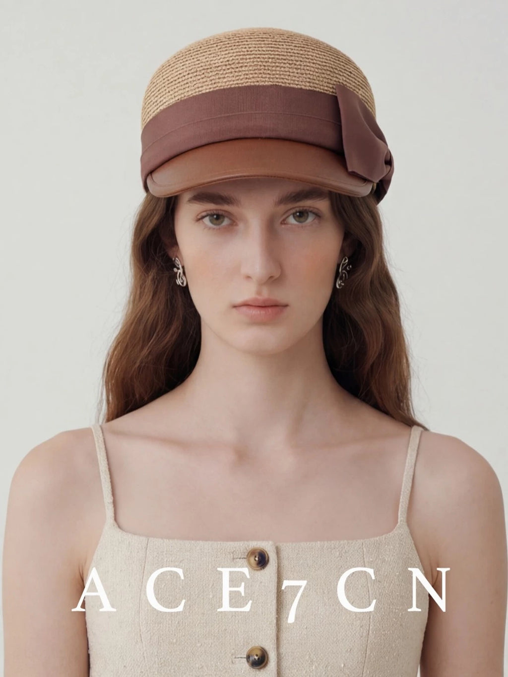 Bow-Detail Straw Equestrian Cap — ACE7CN