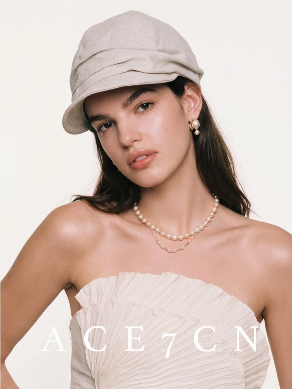 Hand-Pleated Linen Newsboy Cap — ACE7CN