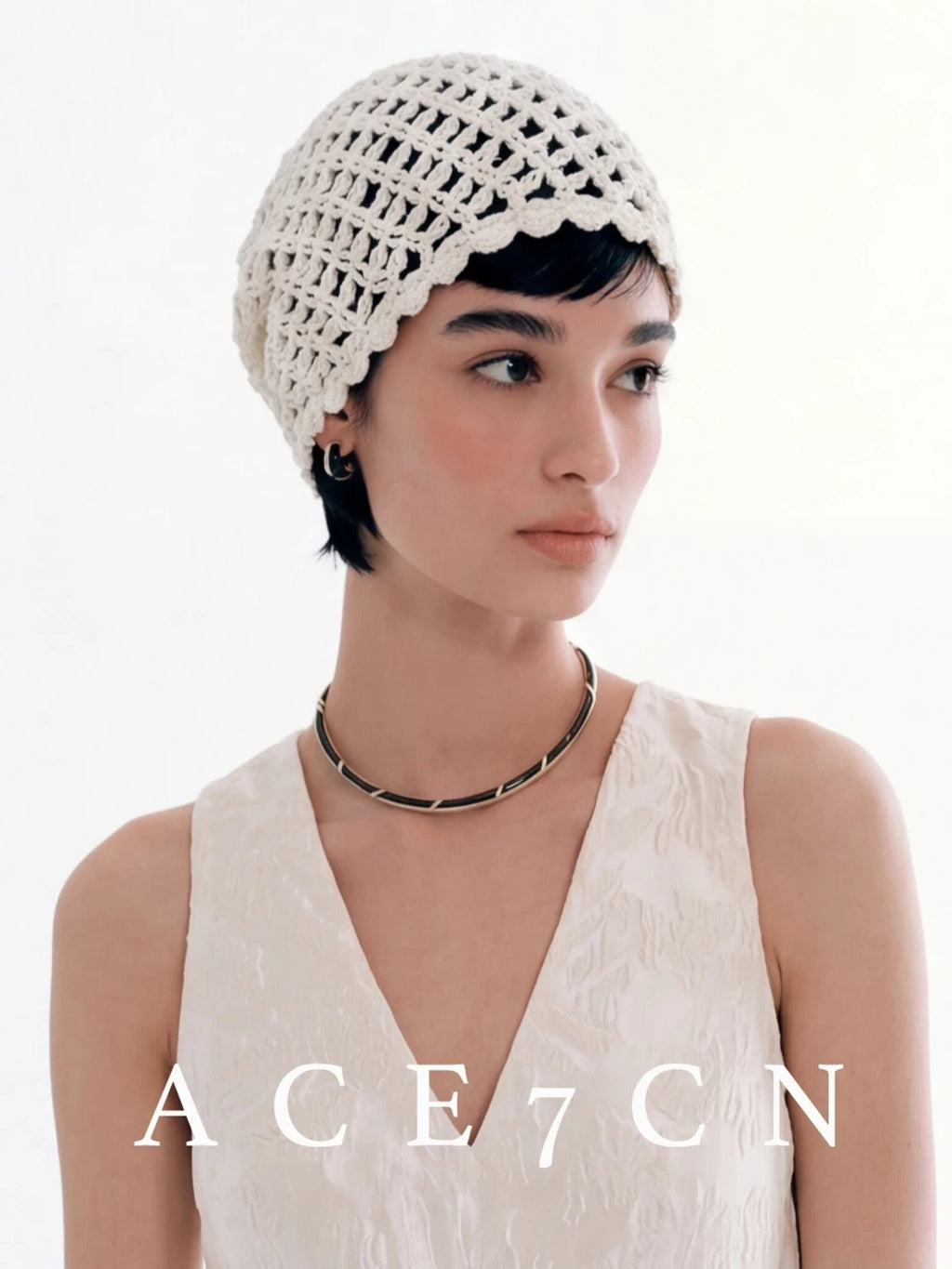 Openwork Hand-Crochet Beanie — ACE7CN
