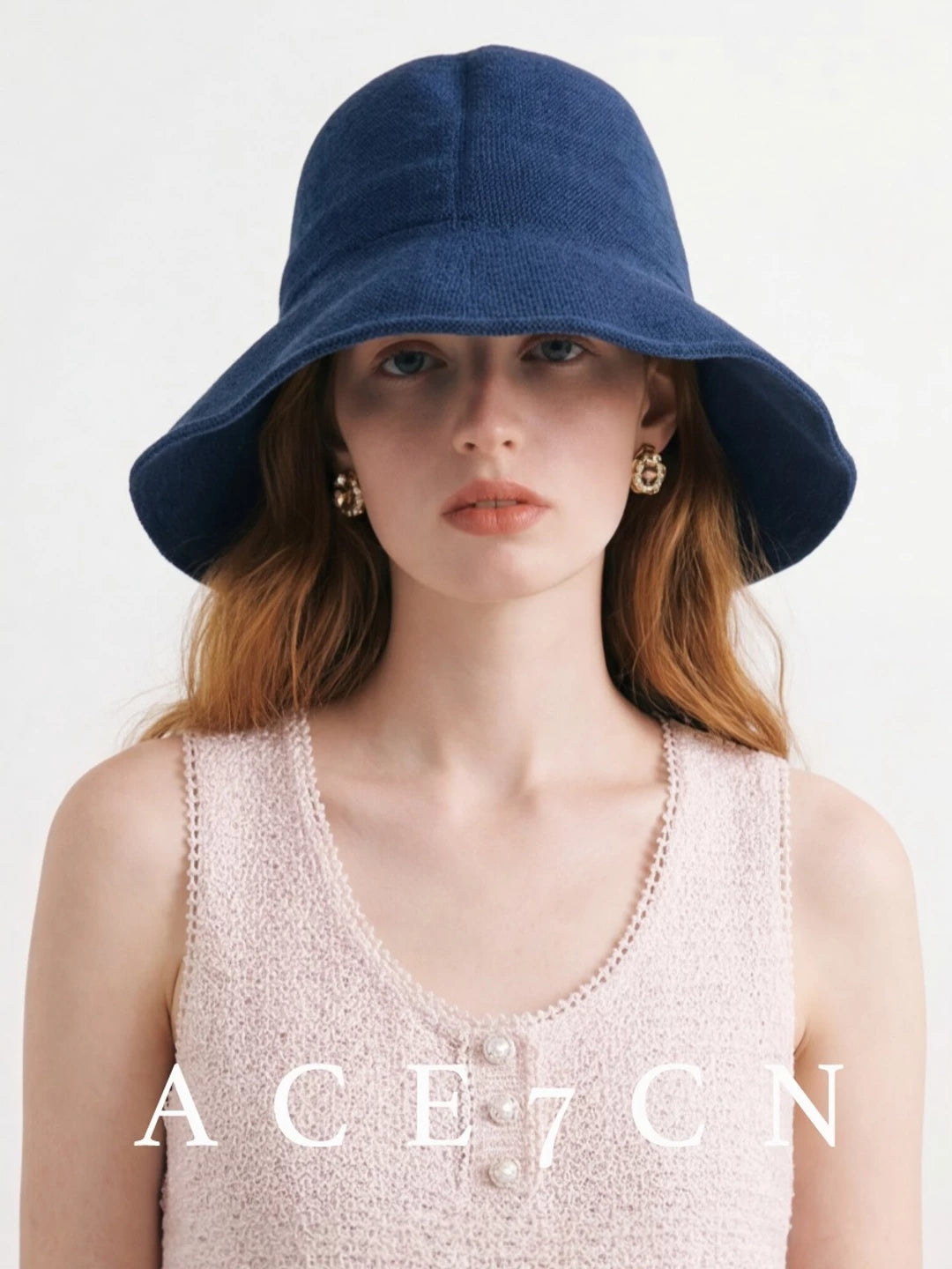Lyocell Crochet Wide-Brim Bucket Hat — ACE7CN