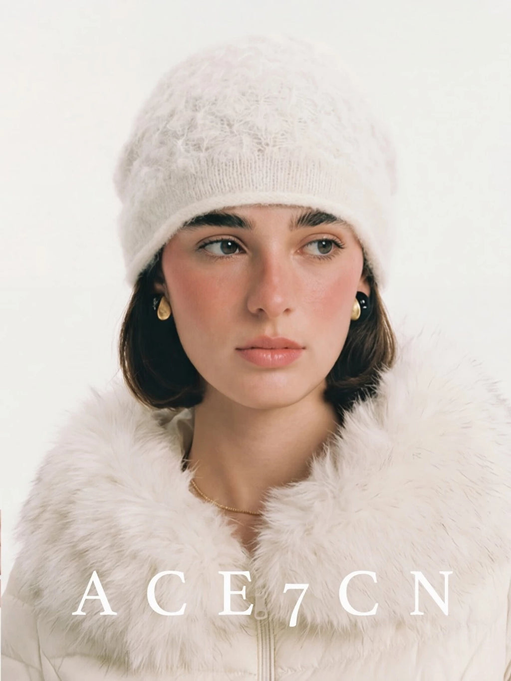 Hand-Crochet Wool-Angora Plush Beanie — ACE7CN