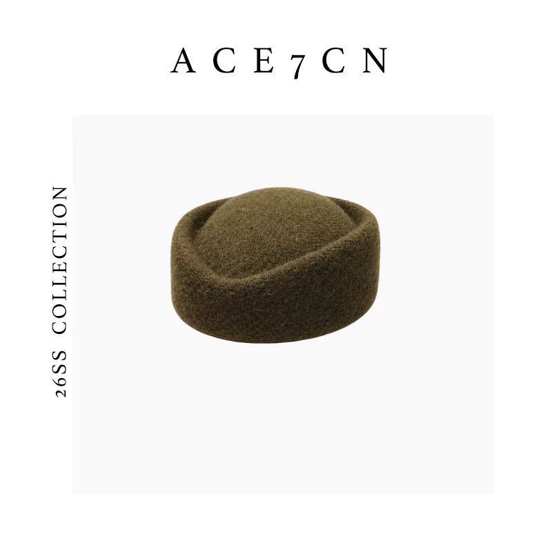 Round Wool-Blend Pillbox Hat — ACE7CN
