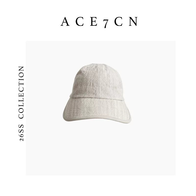 Striped Wide-Brim Cotton-Linen Baseball Cap — ACE7CN