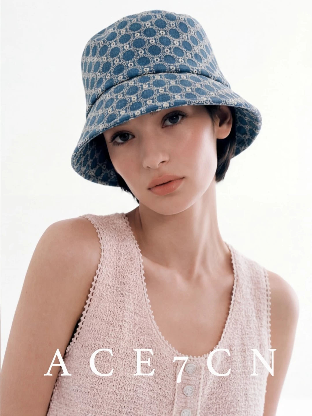 Diamond-Check Jacquard Bucket Hat — ACE7CN