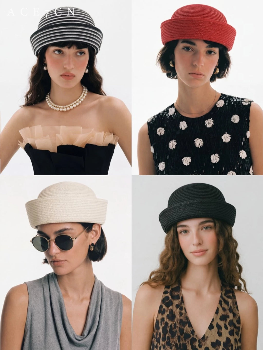 Domed Straw Pillbox Hat — ACE7CN