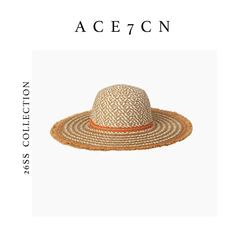Color-Block Straw Sun Hat — ACE7CN