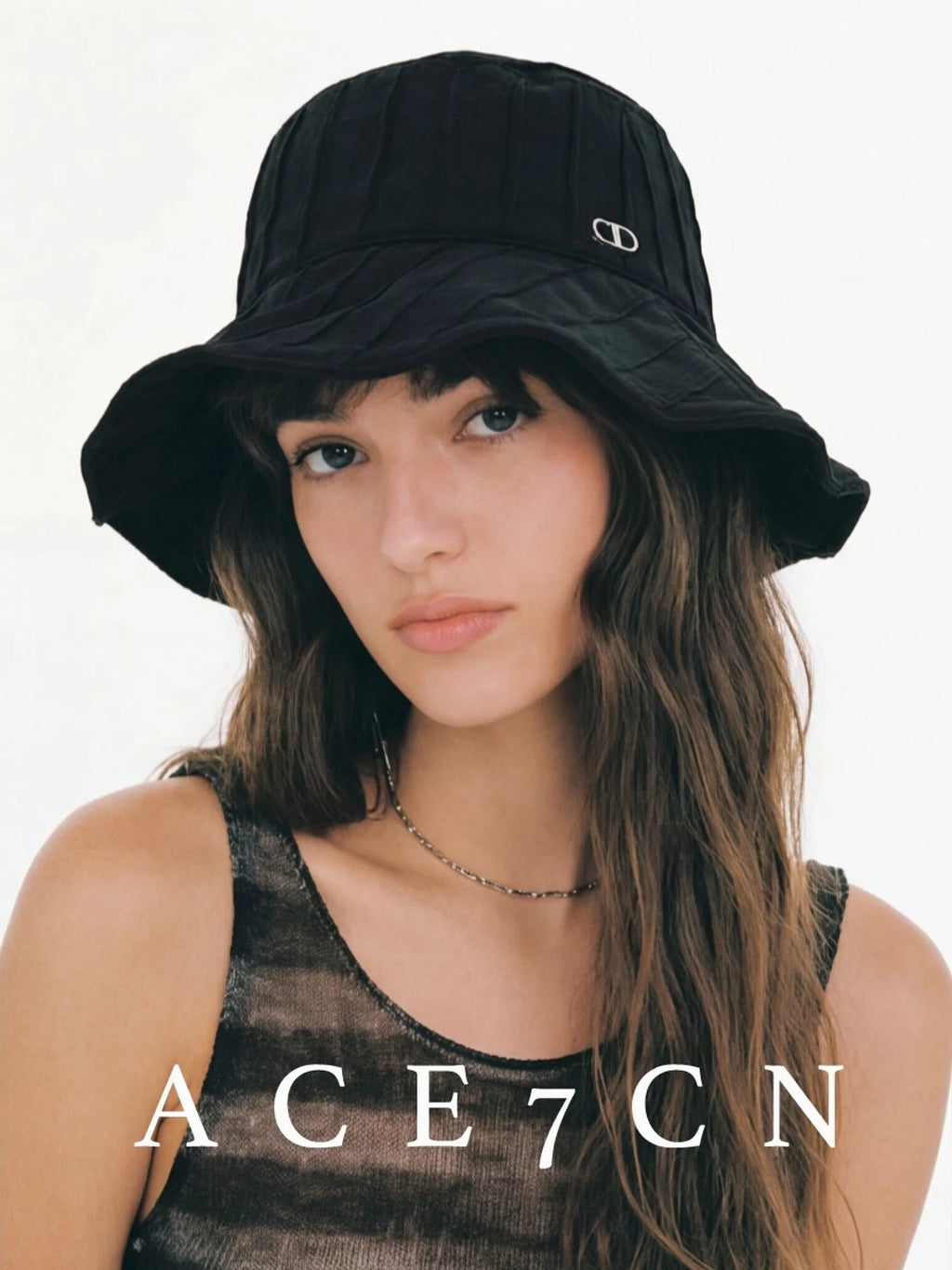 Hand-Pleated Wave-Brim Bucket Hat — ACE7CN