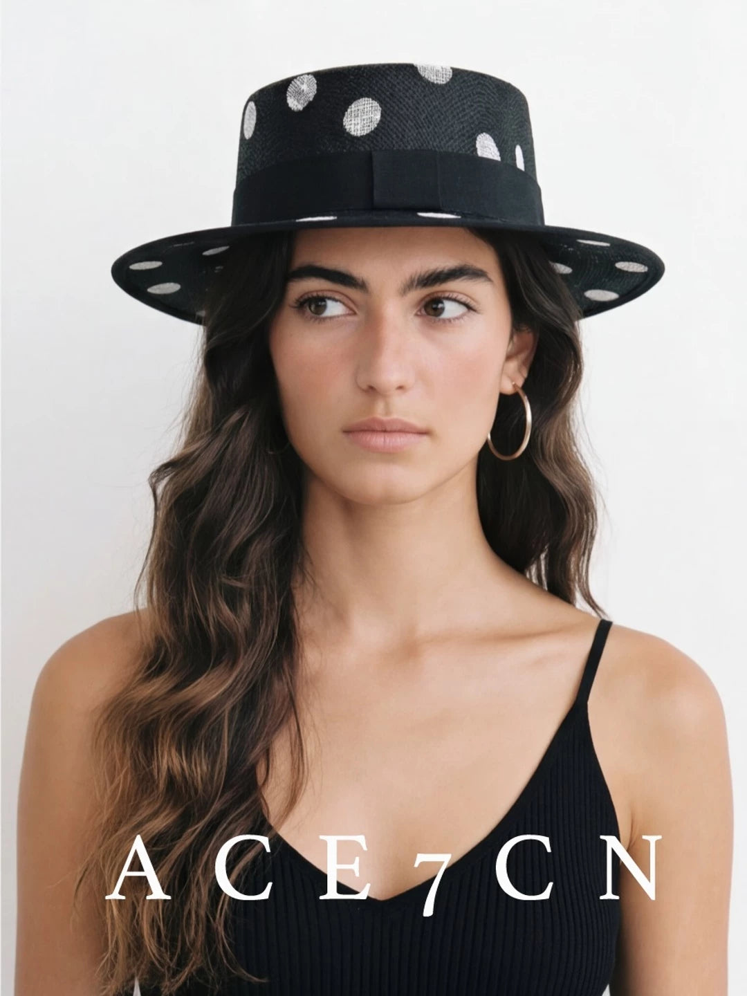 Polka-Dot Straw Panama Hat — ACE7CN