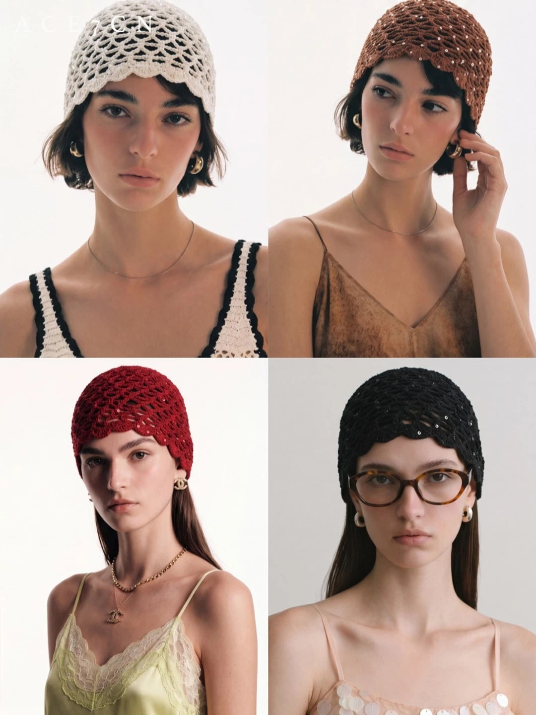 Sequin Crochet Headwrap Hat — ACE7CN