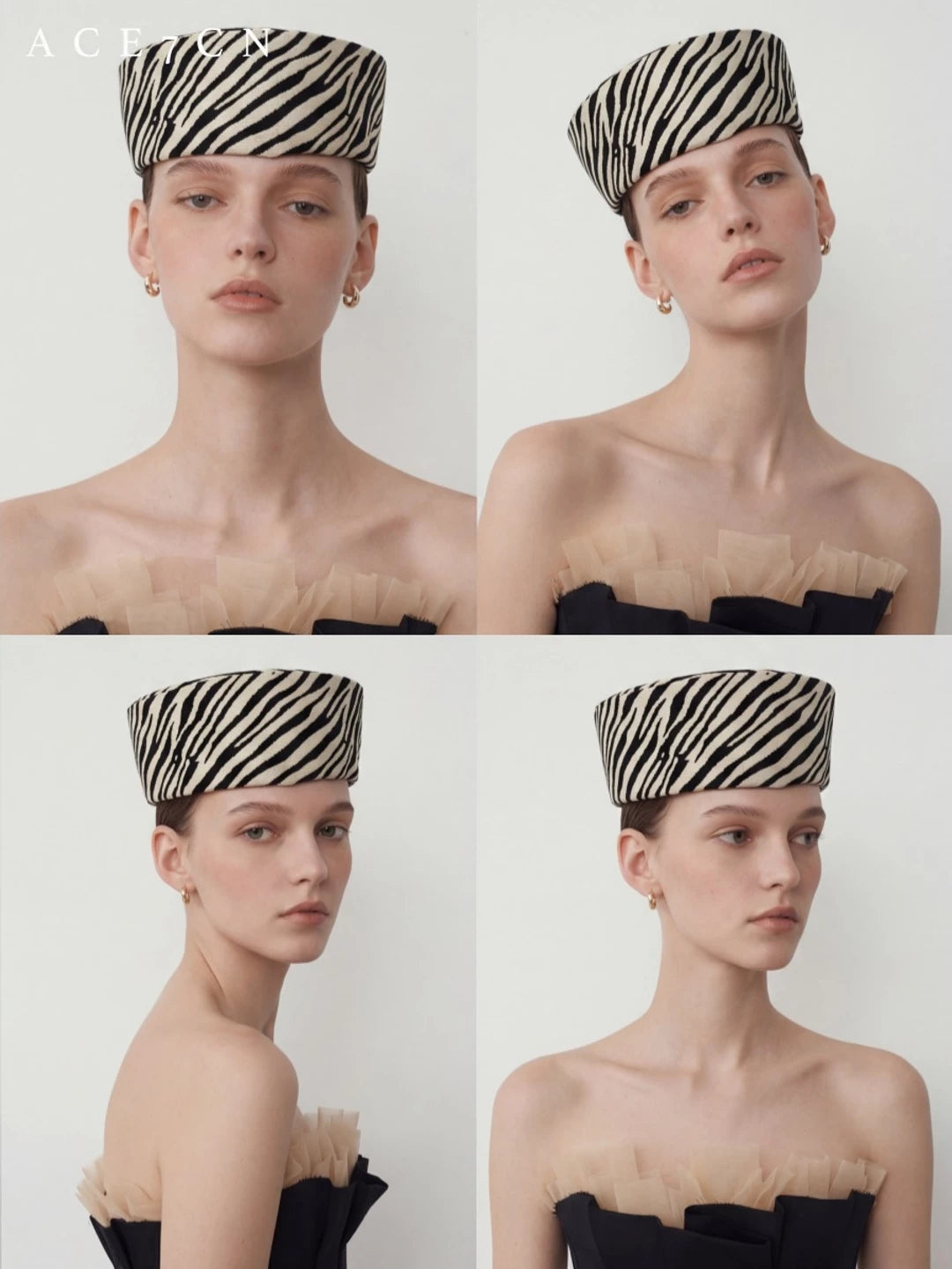 Zebra-Print Pillbox Hat — ACE7CN