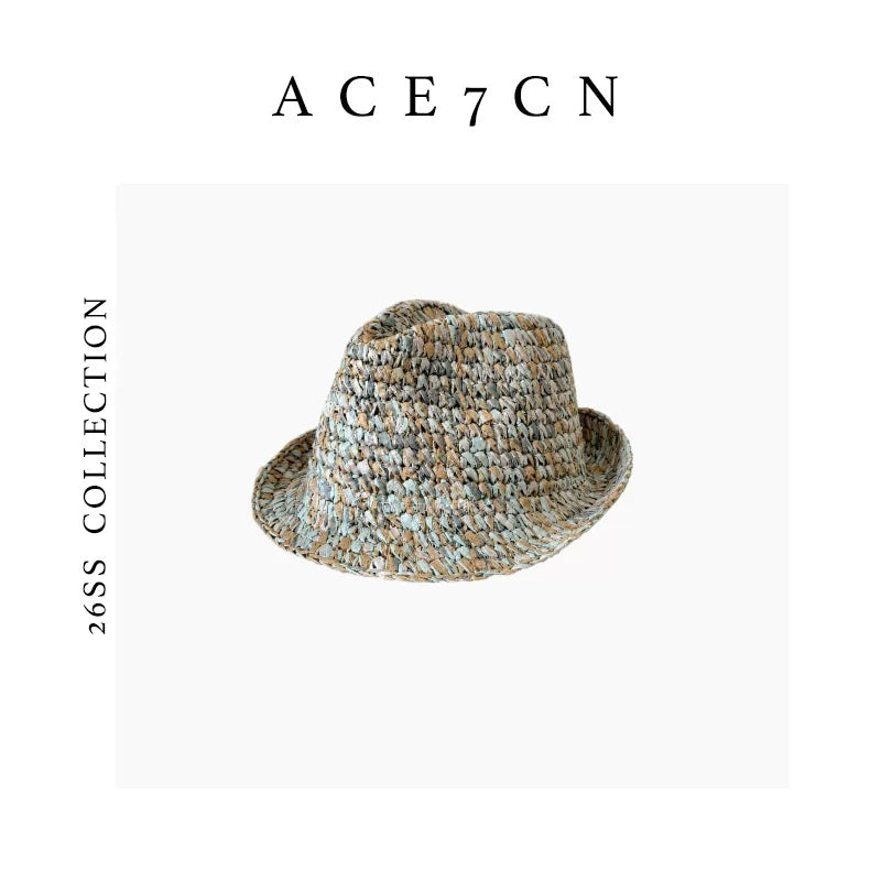 Multicolor Crochet Straw Fedora — ACE7CN