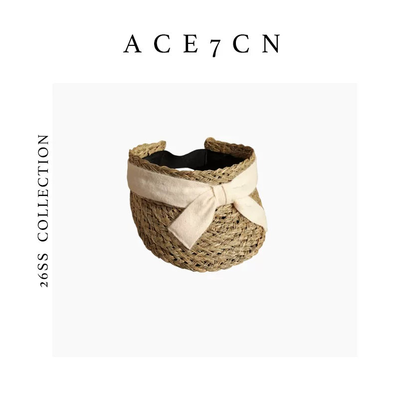 Bow-Detail Straw Visor — ACE7CN