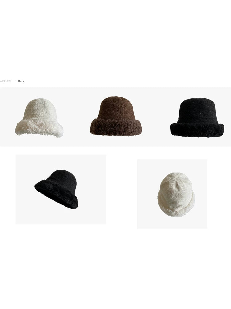 Glitter Tweed Plush Bucket Hat — ACE7CN