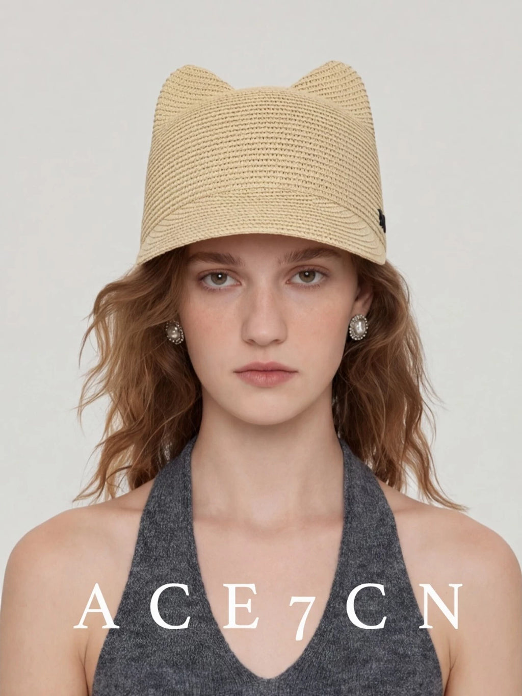 Cat-Ear Straw Equestrian Cap — ACE7CN