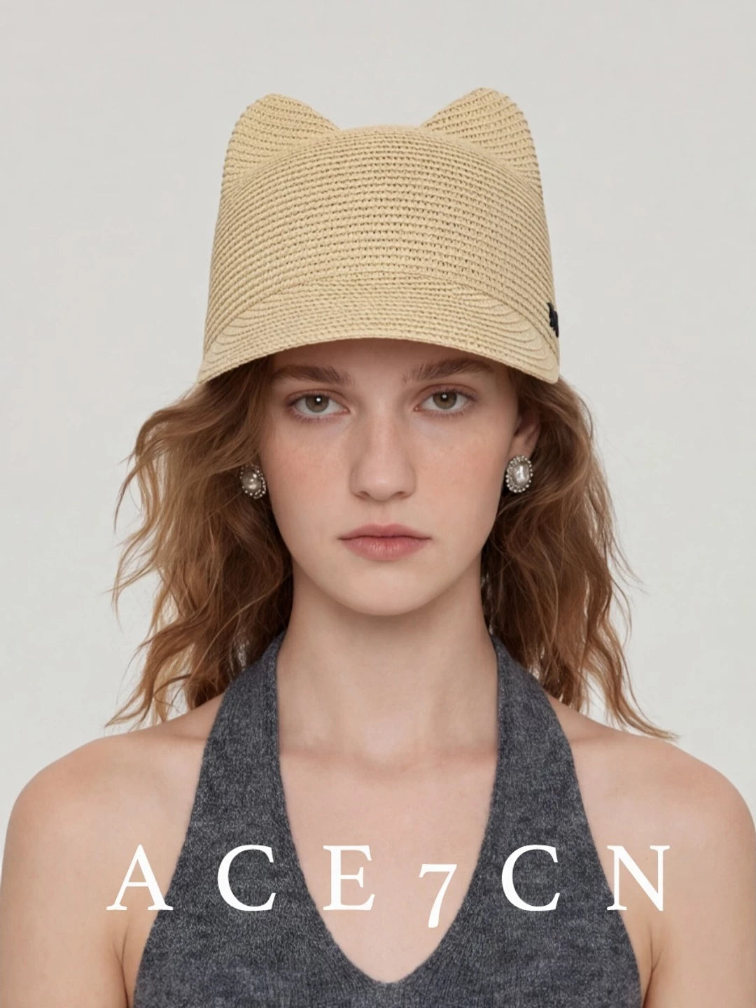 Cat-Ear Straw Equestrian Cap — ACE7CN