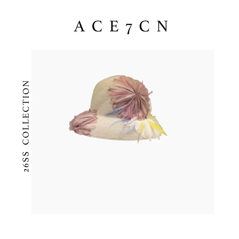Silk-Flower Straw Fedora — ACE7CN